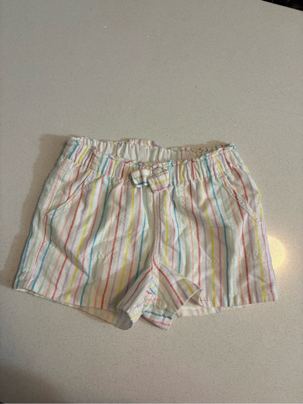 Cat & Jack White Shorts with Rainbow Stripes